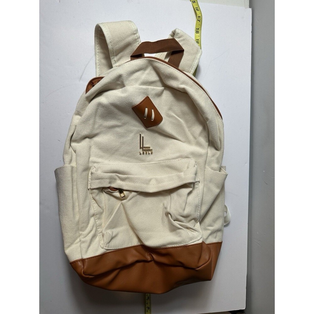 LOULU BACKPACK - Large Canvas And Tan Vegan Leather - Picture 1 of 4